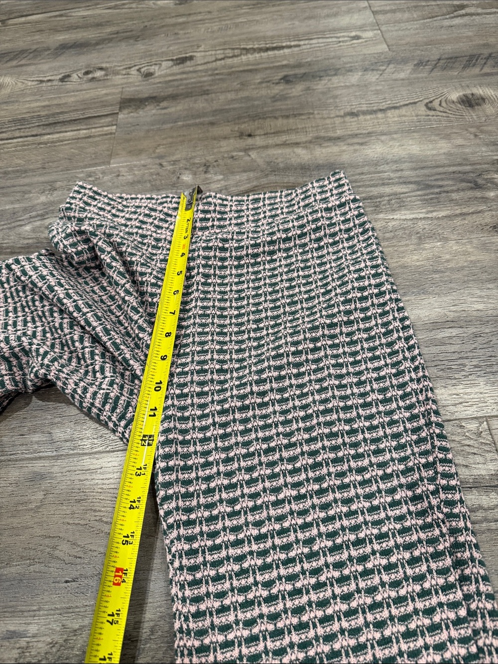 Zara Pink & Green Geometric Knit Pull-On Wide Leg Pants Size S - Picture 4 of 10